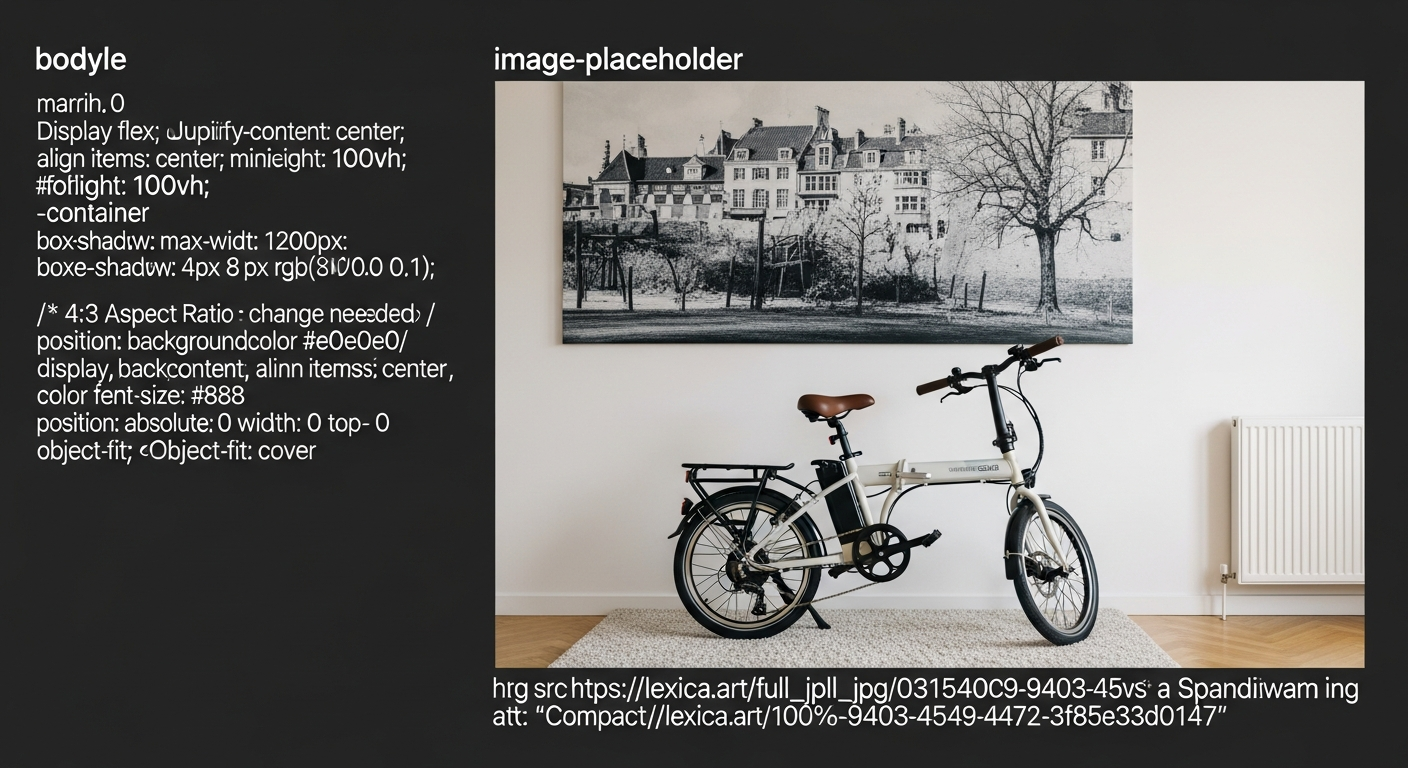 Vélo électrique pliant rangé dans un appartement moderne, près d'un couloir